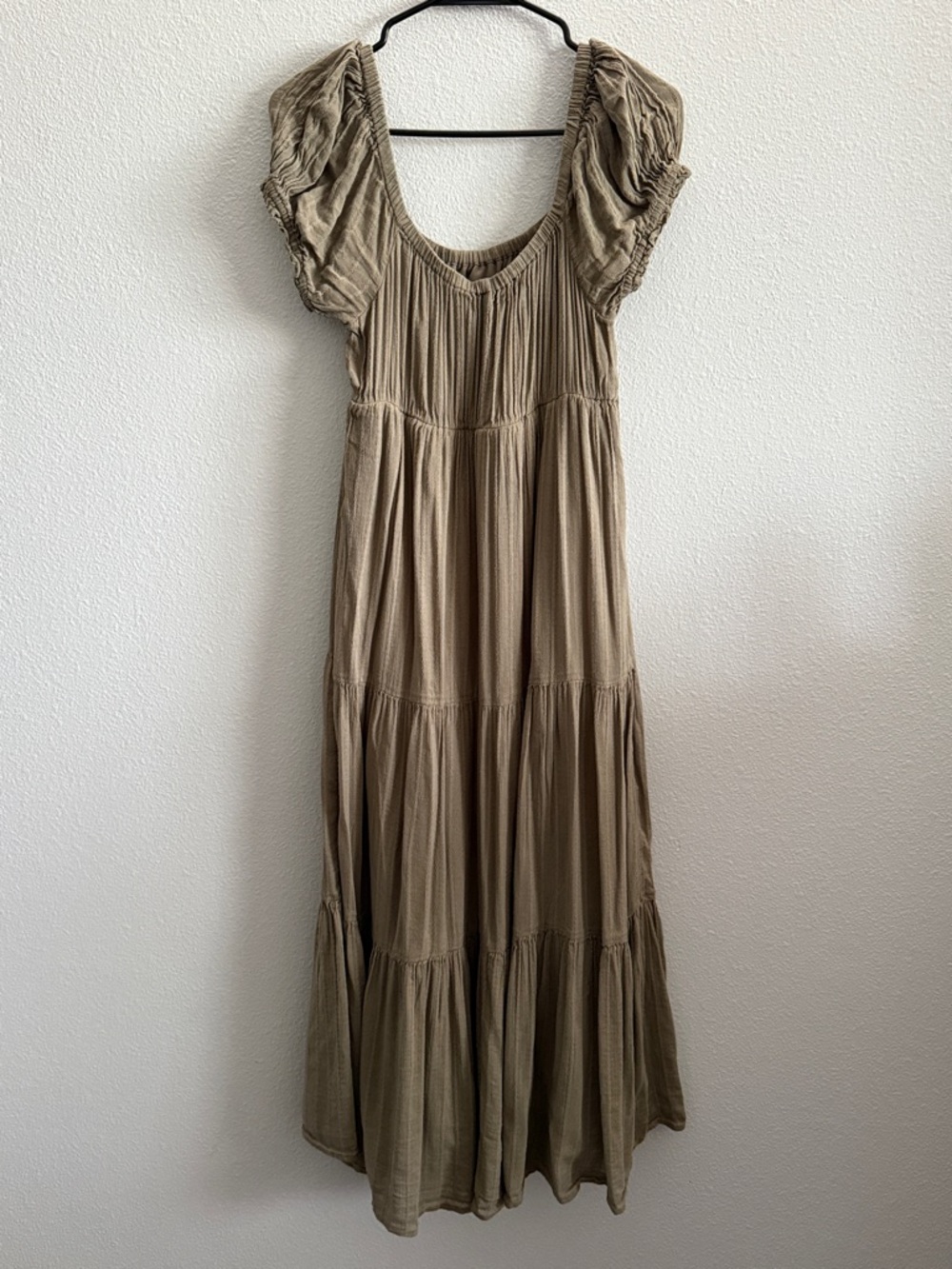 American Eagle Smocked Babydoll Maxi Dress Green Boho Cottagecore M - Picture 3 of 8